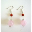 ERC223  Genuine Rose Quartz 12mm Earrings Sterling Silver Earrings