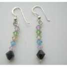 ERC220  Multi Color Swarovski Crystals Earrings Sterling Silver Earrings