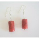ERC230  Coral Barrel Jeawelry 20mm Coral Barrel Earrings w/ Sterling Silver Tube