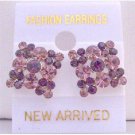 ERC157  Amethyst Light & Dark Crystals Gorgeous Crystals Flower Earrings