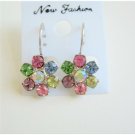 ERC143  Multi Colored Crystals Swarovski Crystals Flower Petal Stud Pierced Earrings Gorgeous Piece
