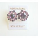 ERC180  Amethyst Light & Dark Sparkling Crystals Earrings