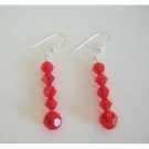 ERC211  Swarovski Siam Red Crystals Earrings Sterling Silver Earrings