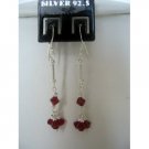 ERC120  Sterling Silver Garnet Crystals Earrings French Hook