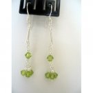 ERC121  Peridot Crystals Earrings In Sterling Silver French Wire Earrings