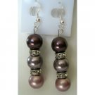 ERC132  Handcrafted Genuine Swarovski Pearls 3 Colors w/ Sterling Silver Earrings & Silver Rondells