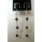 ERC128  Genuine Black Diamond Crystals w/ Genuine Sterling Silver French wire Earrings