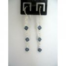 ERC129  Sapphire Gorgeous Genuine Sterling Silver & Sapphire Crystals Earrings
