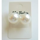 UER008 Stud Earrings Genuine Swarovski 10mm White Pearls w/ CZ In The Middle Of Pearls