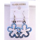 UER154  Blue Glitter Flower Earrings Blue Enamel Earrings