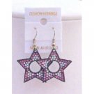 UER161  Colorful Star Earrings Pink White Amethyst Glitter Star Earrings