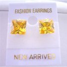UER037  Classic Cool Citrine Leamon Color Prince Cut Stud 10mm Earrings