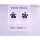 UER042  Trendy Striking Black Cubic Zircon Flower Stud Earrings