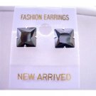UER040  Stunning Striking Jet Black Cubic Zircon Stud Earrings 10mm CZ