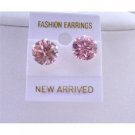 UER025  Sparkling Cubic Zircon Pink Stud Earrings 10mm Cz Sterling Silver Stud Earrings