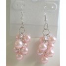 UER130  Pink Pearls Earrings Pearls Grapes Earrings