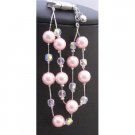 U041 Pink Beautiful Pearls AB Crystals Immitation Bridemaids Fashionable Double Stranded Bracelet