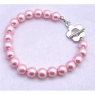 U031  Sexy Pink Pearls Bracelet Jewelry w/ Flower Toggle Clasp