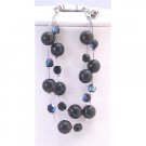 U040 Double Stranded Bracelet Bracelet w/Immitation AB Jet Fashionable Double Stranded Bracelet