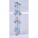 U077  Grey Pearls Fashionable Three Stranded Bracelet Gray Pearls Silver Balls&Fancy Beads