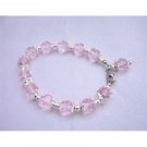U048  Beautiful Pink Crystals Bracelet w/ Dangling Bead Classy Bracelet