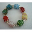 UBR023  Millefiori Murano Glass Bead Bracelet Stretchable Comfortable Bracelet