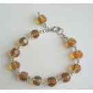 UBR051 Smoked Topaz Color Immitation Crystals Good Quality Beads Bracelet w/Bali Silver