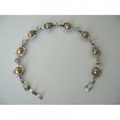 UBR037  Classic Cubic Zircon Bracelet w/ Bronze Pearls Bracelet 7 Inches