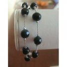 U003  Simulated Black Crystals Multifaceted Two Strand Bracelet