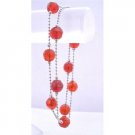 UBR129  Multifaceted Red Crystals Double Stranded Bracelet Simulated Red Crystals 10mm Bracelet