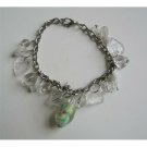 UBR069  Soothing Pure White Beaded Bracelet Dangling Leaves Millefiori Bracelet