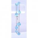 UBR128  Aquamarine Multifaceted Crystals Double Stranded Bracelet Simulated Aquamarine Crystals