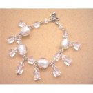 UBR090  Clear Crystals Dangling Bracelet Simulated Clear Crystals Bracelet