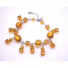 UBR089  Topaz Pumpkin Crystals Sexy Bracelet Simulated Topas Crystals Dangling Bracelet