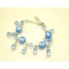 UBR088  Sexy Crystals Bracelet Smiulated Aquamarine Sapphire Crystals Bracelet Dangling Bracelet