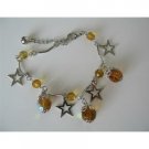 UBR065  Christmas Bracelet Dangling Simulated Topaz Crystals And Star Bracelet