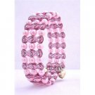 UBR131  Pink Pearls w/ Pink Designed Cuff Bracelet Bangle/Stretchable Bracelet