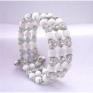 UBR096  Grey & White Classy Cuff Bracelet Bangle/Stretchable Bracelet
