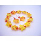 UBR059  Yellow Star & Red Beads Christmas Stretchable Bracelet & Sterling Silver Earrings