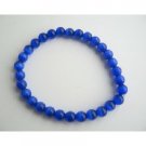 UBR054  Cat Eye Stretchable Bracelet Dark Blue Beaded Stretchable Bracelet Handmade Jewelry