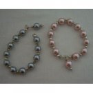 U056  Cultured Pink Pearls Bracelet w/ Hanging Pearls