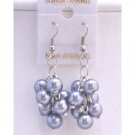U067  Pearls Grape Bunch Earrings Grey Pearls Chandelier Earrings