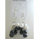 UER112  Black & White Pearls Earrings Synthetic Pearls Chandelier Earrings