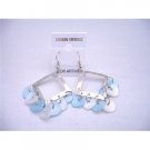 U066  Aquamarine Blue Heart Dangling Earrings Diamond Frame Chandelier Earrings