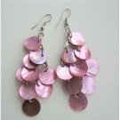 UER059  Pink Shell Chandelier Earrings Mop Shell Dangle Earrings