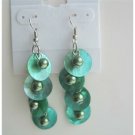 UER146  Green Beads And Shell Dangle Chandelier Earrings
