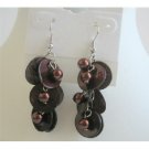 UER069  Brown Shell Moop Shell Earring w/ Simulated Beads Dangling Earrings