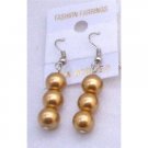 U113  Golden Pearls Earrings 3 Pearls Earrings