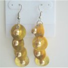UER119 Shell&Simulated Pearls Dangle Earrings Yellow Mop Shell w/ Leamon Beads Earrings