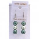 U110  Pearls In 2 Colors Earrings Lite & Dark Green Earrings